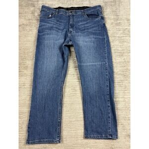 Wrangler Authentics Jeans Mens 40x29 Blue Dark Wash Comfort Waist Straight Leg